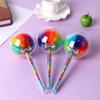1Pcs 0.5mm Gel Pen Colorful Rainbow Plush Fountain Signing Black Ink Color Pen Office School Pencil Lollipop