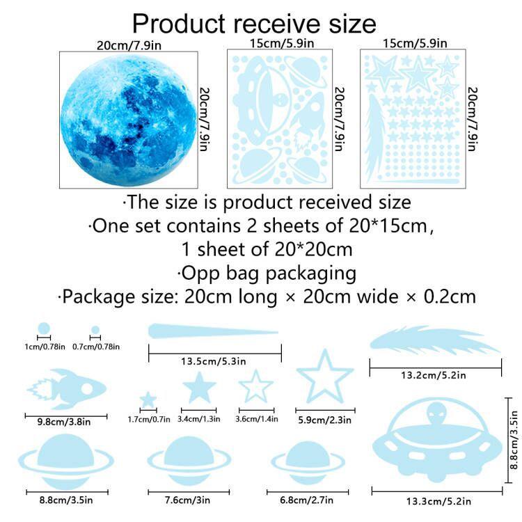 Luminous Moon Stars Kids Room Wall Sticker Baby Nursery Home Decor Wall Sticker Glow In the Dark Bedroom Ceiling Glow Sticker