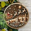 Классическая деревянная рождественская табличка с Санта-Клаусом - Круглая табличка Navidad для декора двора, двери, стены - Идеальное рождественское украшение