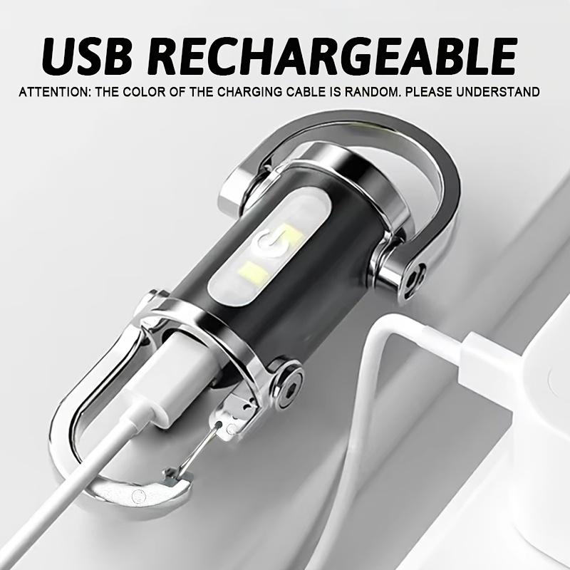 Flashlight Keychain USB Charging Hook 200 Lumen Ultra Bright Portable Emergency Flashlight Suitable for Camping, Hiking, Home, Essential for Hiking