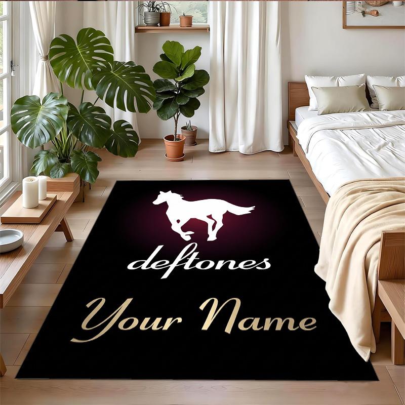 Crystal Velvet Rug Custom Name Text, Soft Non Slip Floor Mat Home DecorDeftones