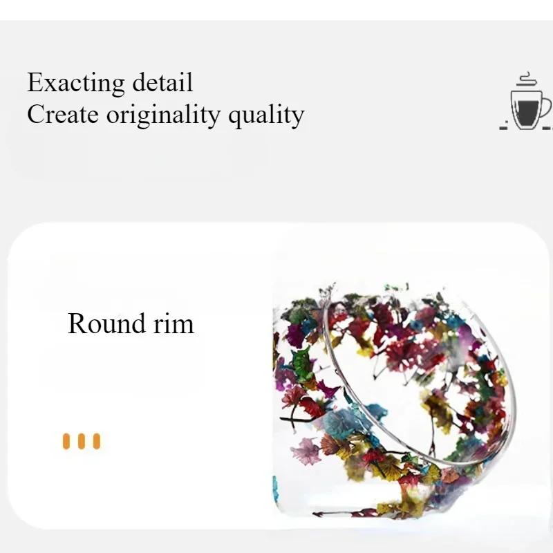 350 мл креативные двойные кружки из боросиликатного стекла с ручкой, теплоизоляция, цветочные чашки для молока и кофе, принадлежности для домашних стаканчиков для воды