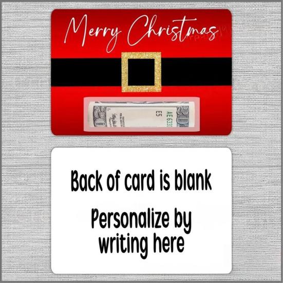 Рождественская открытка для денег с поясом Санты, праздничная поздравительная открытка с дизайном красного пояса, сезонная поздравительная открытка для праздничных подарков и денежного презента