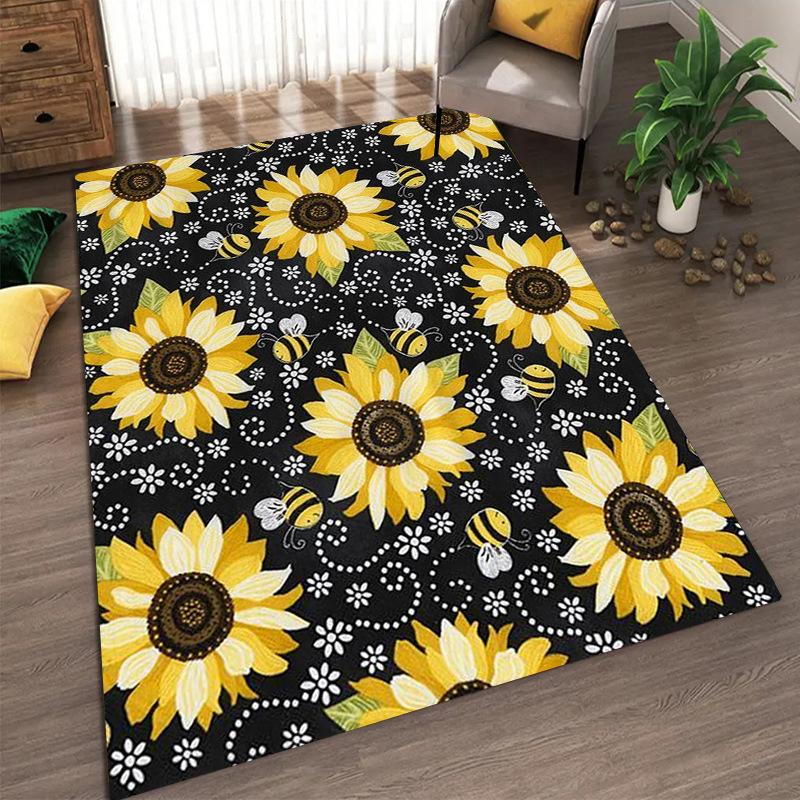 Ковровое покрытие с рисунком подсолнуха для гостиной, устойчивое к грязи и простое в уходе, коврик для ног, большой напольный коврик для спальни
