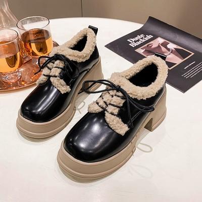 Осенне-зимняя бархатная теплая хлопковая обувь на платформе для женщин, дизайнерские женские мокасины с мягкой подошвой, модные повседневные кожаные туфли для женщин