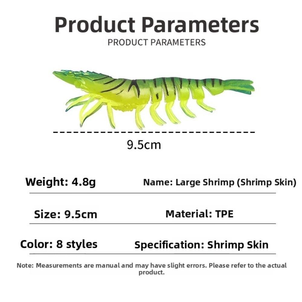 9.5cm 4.5g Soft Fishing Lure Hookless Prawn Fishing Bait Shrimp Fishing Lure For Trout Fishing