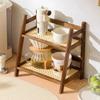 Bamboo Double Layer Rack Desk Coffee Bar Counter Shelf Open Type Flower Pot Stand Desks Storage Organizer Sundries Storage Rack