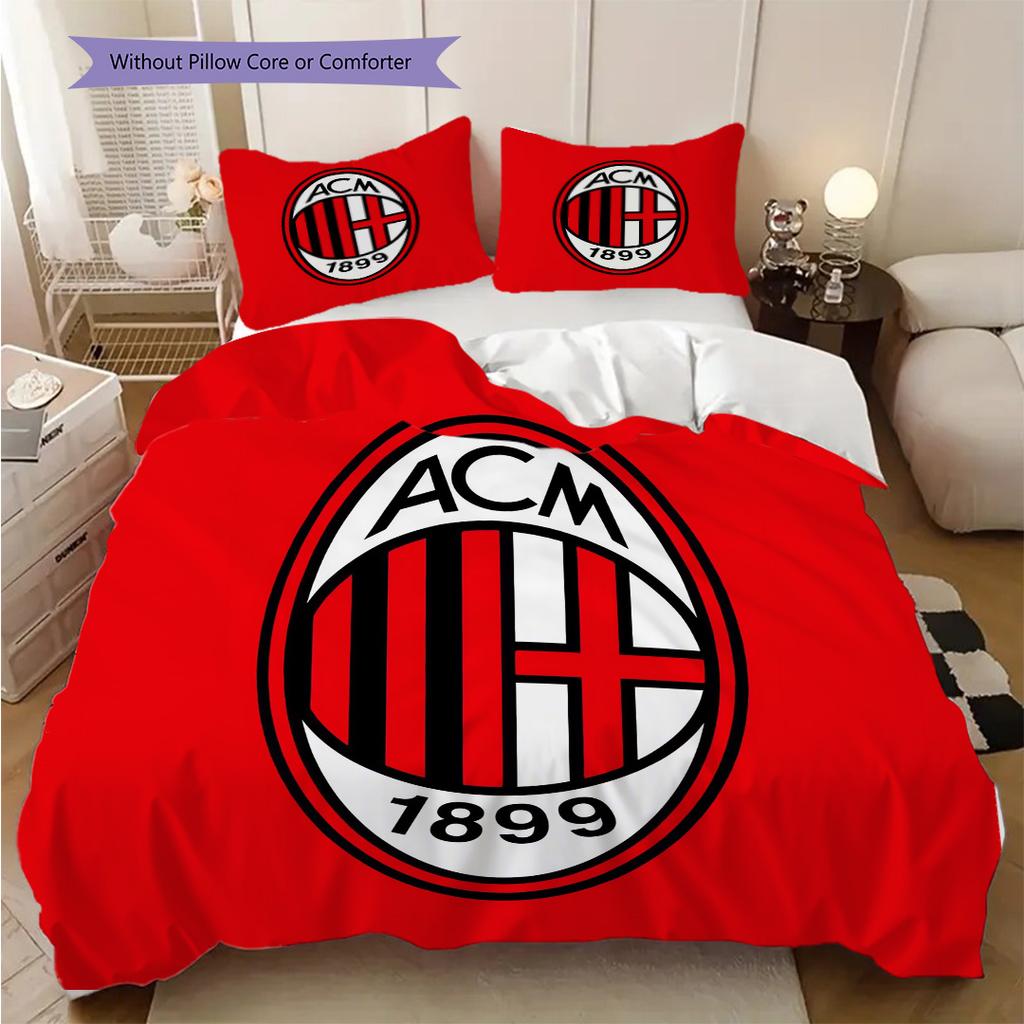 AC Milan Pattern Bedding Quilt Set Quilt Cover Pillowcase Home Decoration Birthday Gift (1 * duvet cover + 2 * pillowcase, without core)