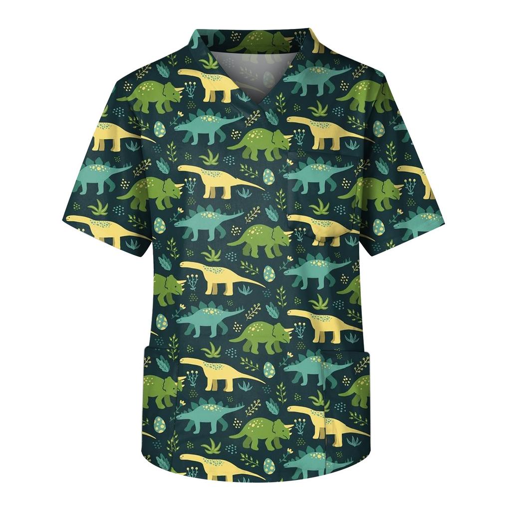 Рабочая форма больших размеров с принтом, топы для мужчин, забавные футболки с перекрестным v-образным вырезом и короткими рукавами, рабочая одежда, футболка с карманами