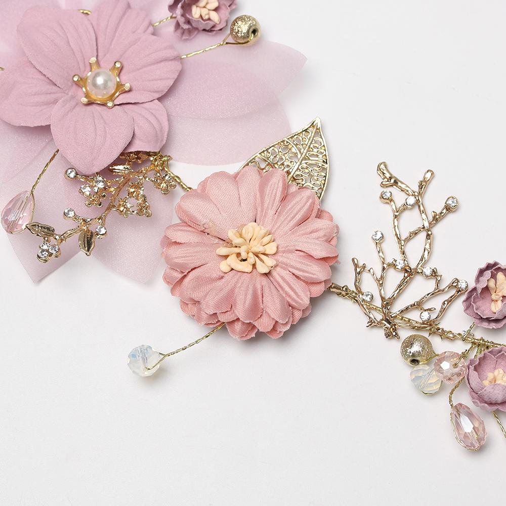 Hair Jewelry Headpiece Crown Headdress Purple Flower Tiara Bride Headwear Pearl Hair Band