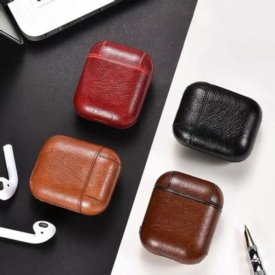 Однотонный мягкий защитный чехол из искусственной кожи для AirPods 2