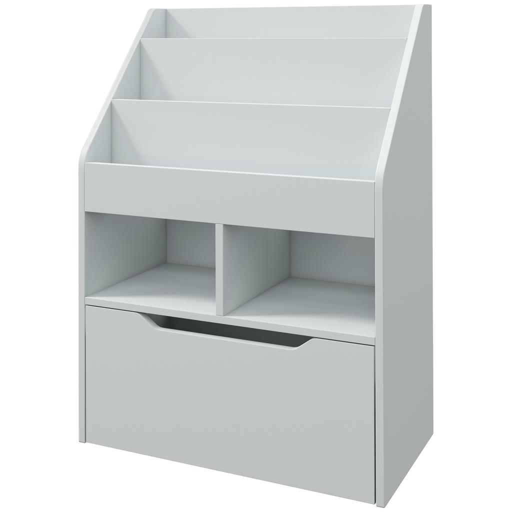 Children's Shelf with Drawer, Bookshelf with Compartments, 60 x 29.9 x 90 cm, Gray