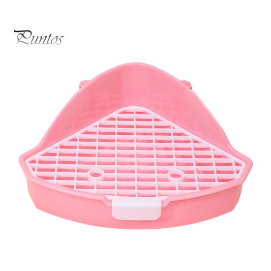 Small Pet Toilet High Fence Detachable Hollow Platform Easy Cleaning Rabbit Litter Pan Animal Potty Trainer Bunnies Corner Toilet Box Ferret Hamster
