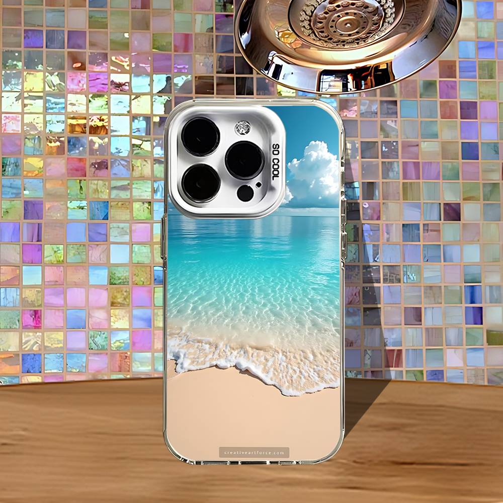 Blue Sea Waves Phone Case For iPhone 16,15,14,13,12,11,Pro,XS,Max,Plus,Mini,SE4,E White Matte Shockproof Cover