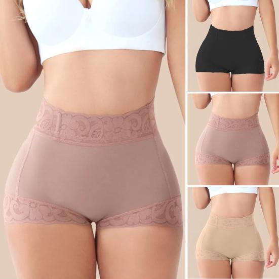 Women Underpants Seamless Lace High Waist Tummy Control Slim Fit High Elasticity Safety Pants Floral Embroidery Panties Daily Wear Underwear