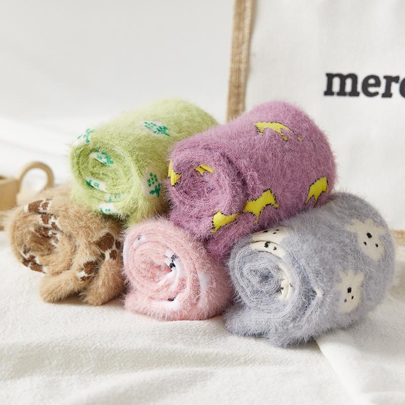 Женские термоноски, пушистые носки для зимы и осени, носки для девочек, модные теплые цветные носки для бега, женские носки для сна