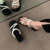Black Thick High-heeled Sandals Women's New Summer Retro High-end Gentle Shoes