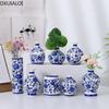 DXUIALOI Chinese Antique Mini Applique Small Vase Ceramic Crafts Living Room Desktop Hydroponic Vase Home Decoration