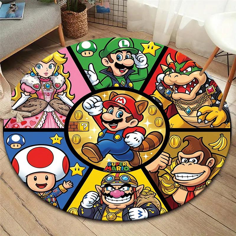 Super Mario Round Area Rug Carpet Rug For Living Room Bedroom Sofa Playroom Decor Nonslip Floor Mat