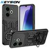 KEYSION Shockproof Armor Case for TECNO POVA 6 Neo 4G Soft Silicone+PC Metal Ring Stand Phone Back Cover for TECNO Pova 6 Neo 4G