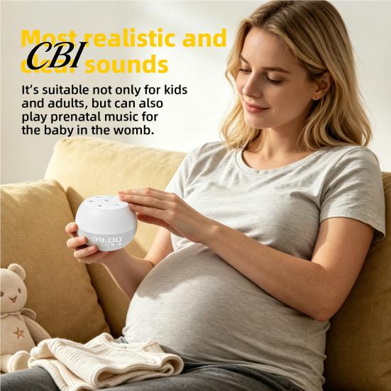 Customizable Sound Effect Player White Noise Sleep Machine, Portable Baby Night Light with 20 Soothing Ambient Machine Sounds, Timer Auto Off