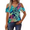 Женская футболка, элегантная повседневная рубашка с принтом, короткий рукав, летний топ свободного кроя