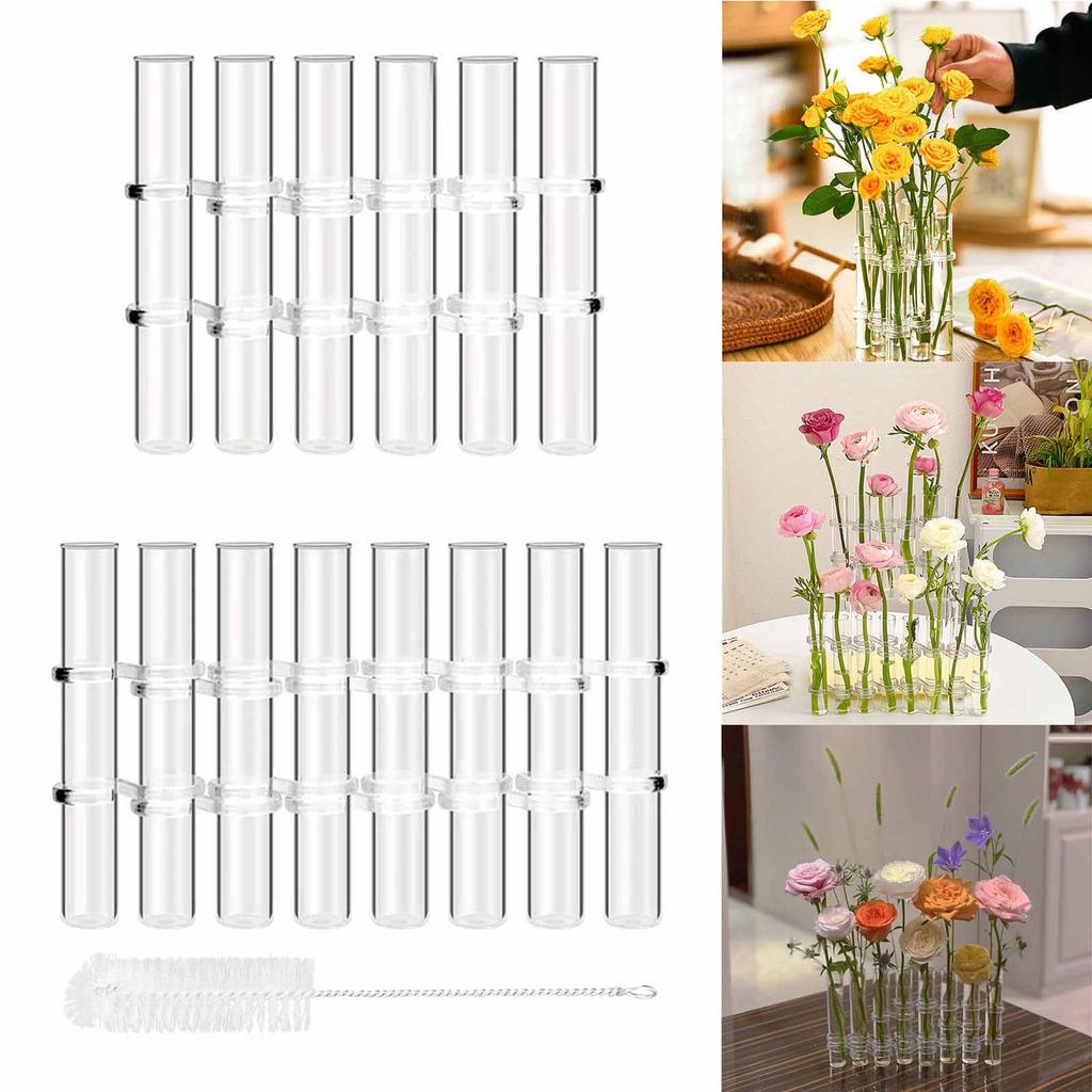 Навесная ваза для цветов, ваза для гидропонных пробирок, контейнер для аранжировки цветов, набор подставок для растений, ваза для центральных элементов стола с кистью и S-образными крючками