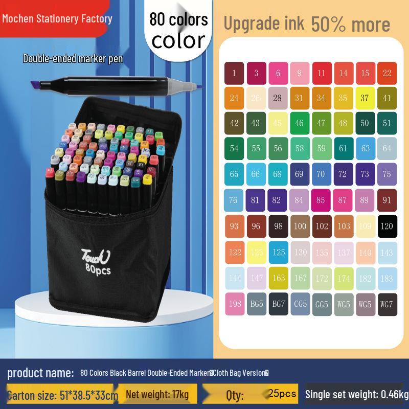 Набор двухсторонних быстросохнущих черных маркеров и акварельных ручек для детей