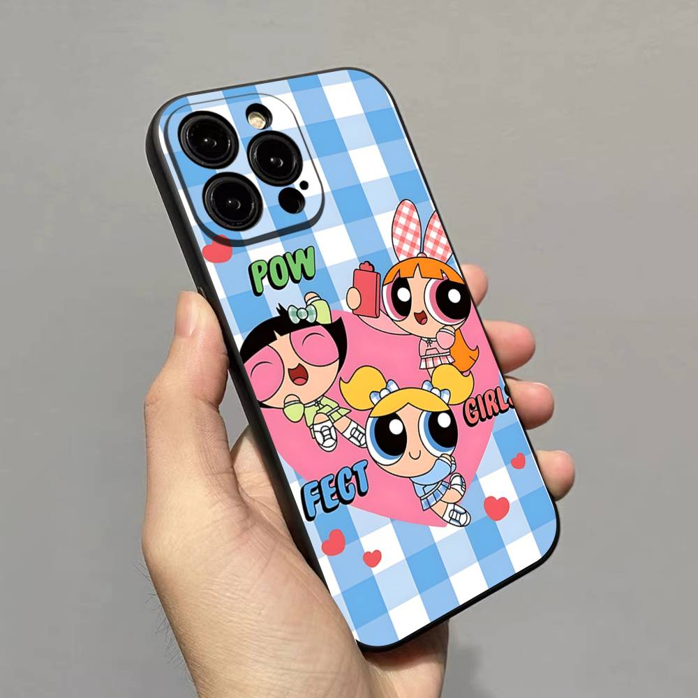 Мягкий чехол-накладка P-Powerpuff-GirlS для IPhone 17 16 Pro Max 15 12 11 16e 13 Mini 14 15 Plus
