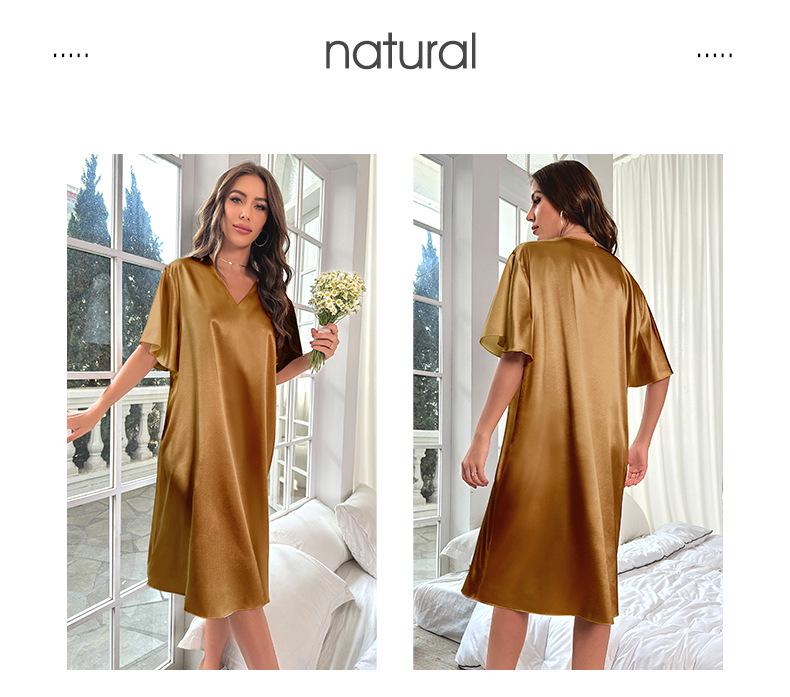 Женская ночная сорочка большого размера из ледяного шелка - Летняя прохладная, тонкая домашняя одежда