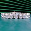 Asscher Cut Moissanite Diamond Bracelet 100% Real 925 Sterling Silver Engagement Wedding Bangles Bracelets for Women Men Jewelry