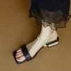 Fashion 2025 New Summer Square-toe Low-heel Versatile One-strap Sandals Women's Thick Heel Soft Sole Design Sense