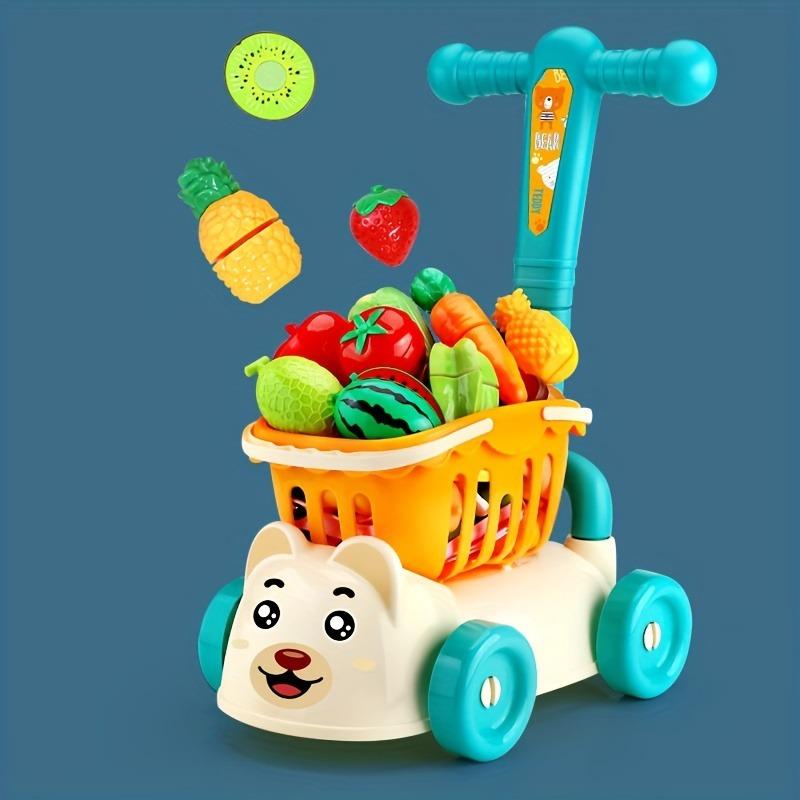 Игровой набор "Тележка для покупок" для детей с продуктами, фруктами, овощами и аксессуарами, игровой домик, развивающая игрушка, имитация, подарки для девочек
