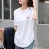 Curved Loose Slim Base Shirt Pure Cotton White Mid-length Short-sleeved T-shirt for Women's Summer New Age-reducing Niche