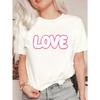 Женская футболка с коротким рукавом с розовой окантовкой и 3D-принтом буквы "LOVE"