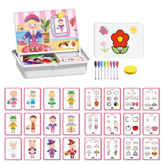 Cartoon Magnetic Puzzle Board Game Dress-up Dinosaur Vehicles Animal Preschool Learning