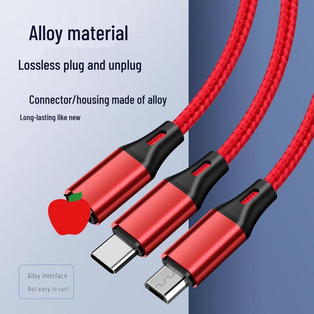 Плетеный 2А Быстрозарядный 3-в-1 Кабель для Huawei, Apple, Android - Идеально для Использования в Автомобиле