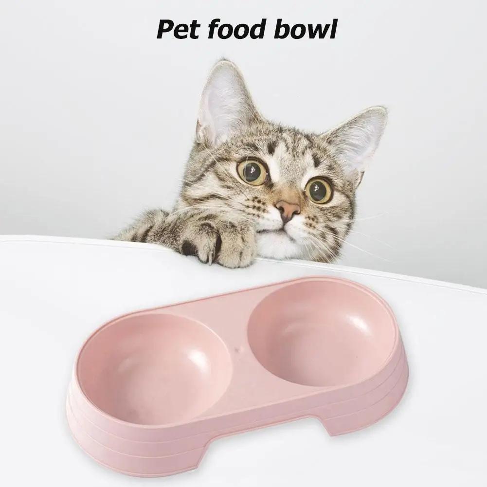 Double Pet Bowls 2 in 1 Candy Color Dog Food Water Feeder Pet Drinking Dish Feeder Cat Puppy Feeding Supplies Pet Accessories