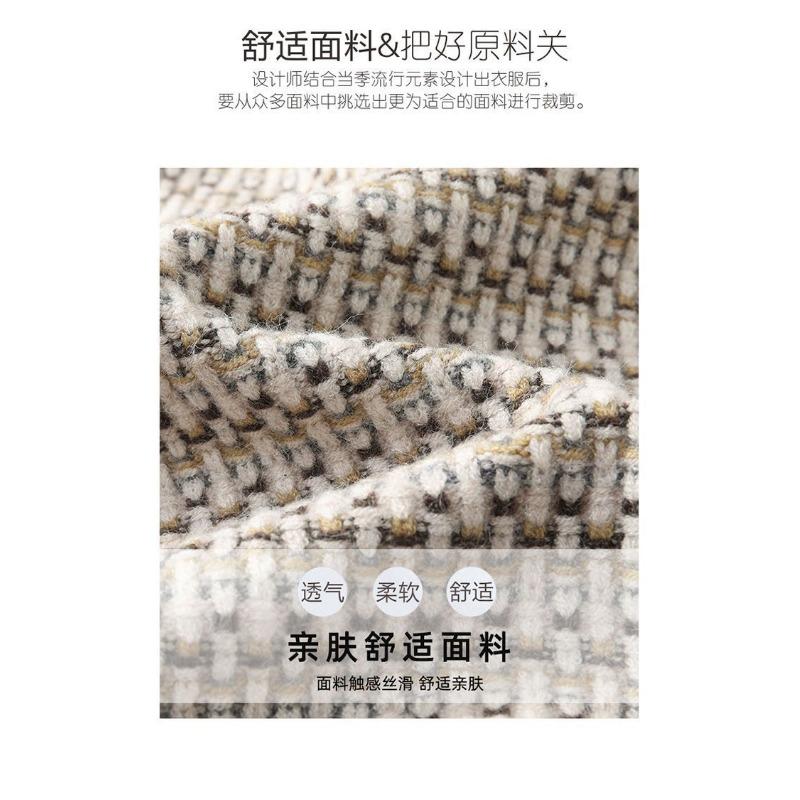 Round Neck Button Contrasting Long-sleeved Women's Autumn and Winter Threaded Fashion Casual Jacket Tops