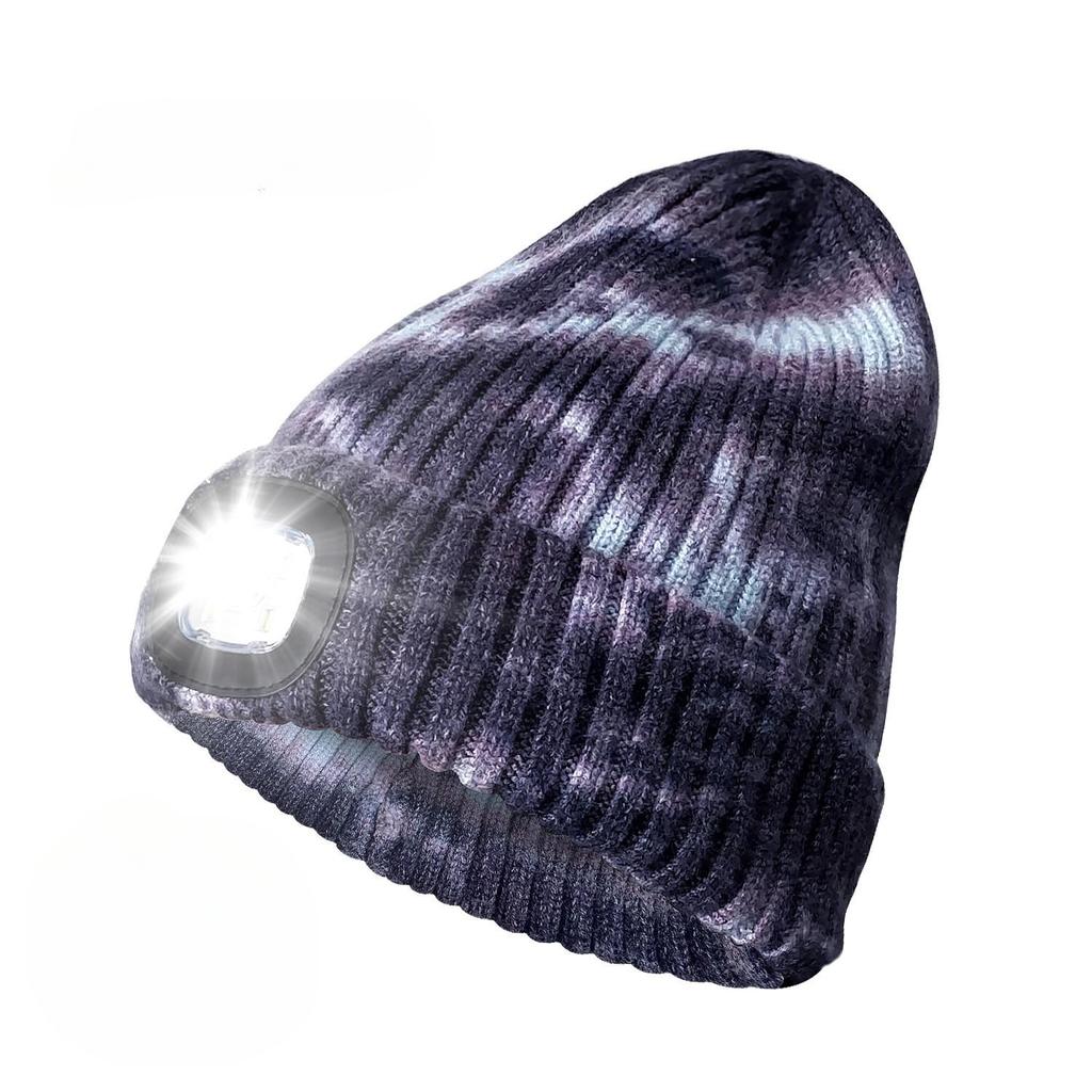 LED Beanie Hat with Light Unisex Warm Winter Hat USB Rechargeable Headlamp Cap Winter Knitted Night Lighted Hat Flashlight