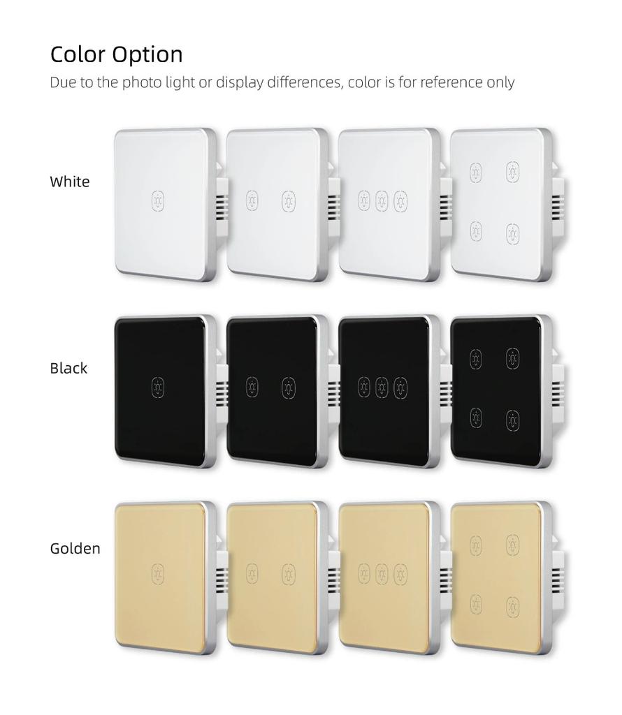 Tuya Smart Switch 250V Neutral Aluminum Frame Glass Smart Zigbee Wall Light Switch