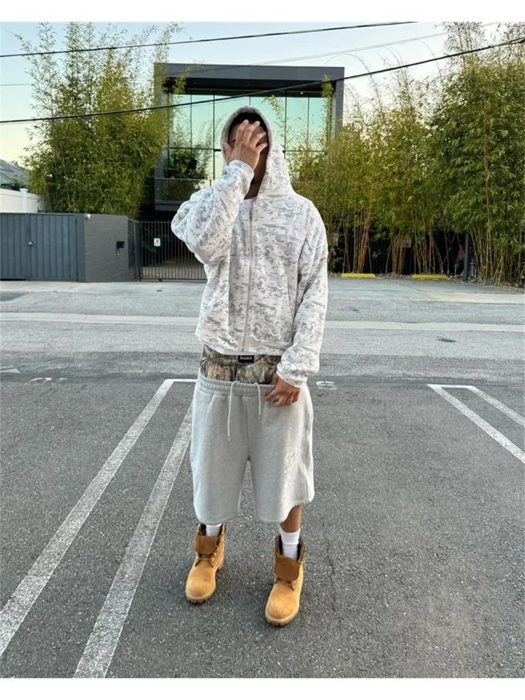 Американский новый стиль Harajuku камуфляжные шорты с двойным верхом для мужчин и женщин в стиле хип-хоп с высокой талией уличные спортивные хлопковые брюки