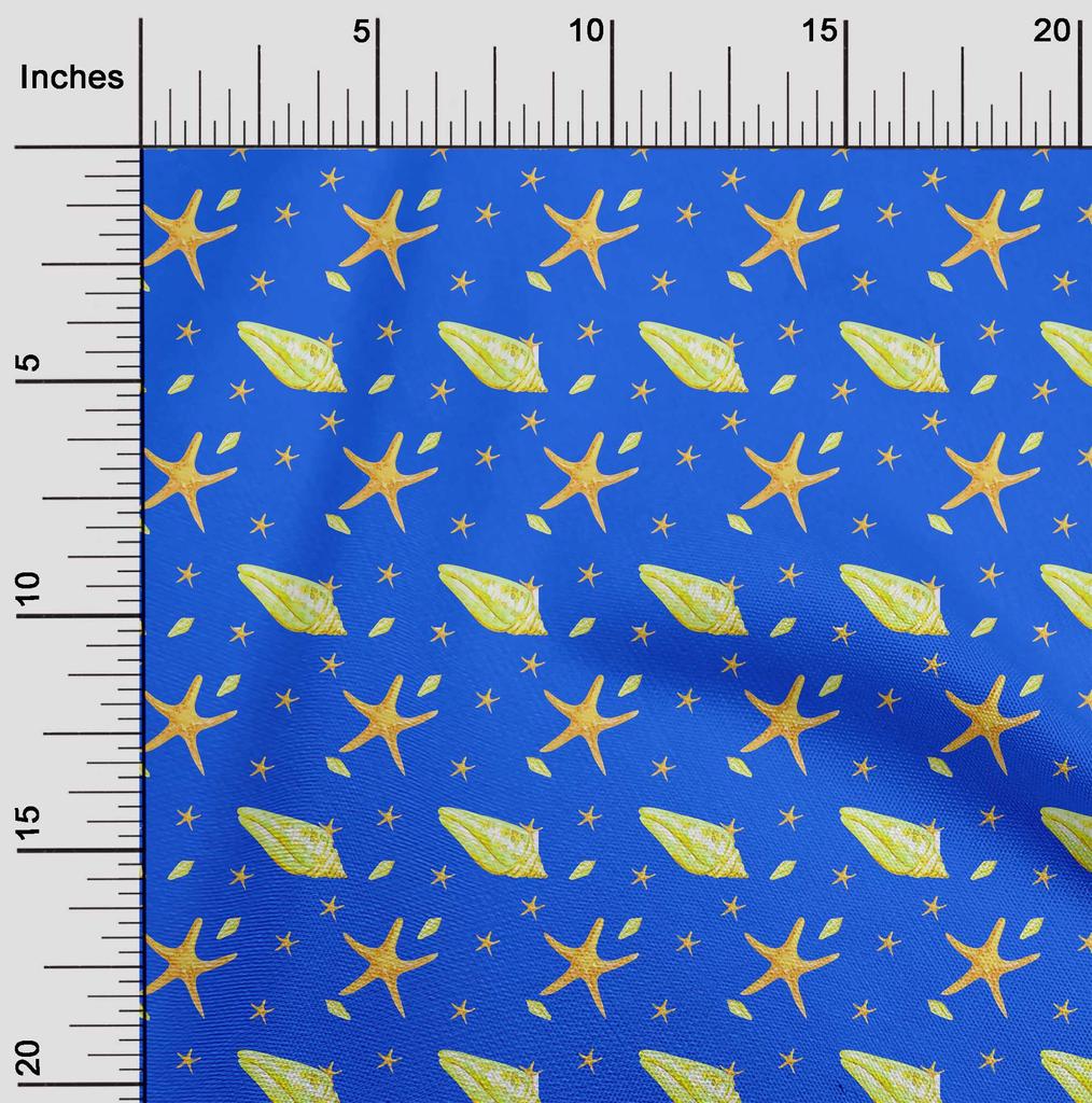 oneOone Cotton Flex Blue Fabric Ocean Watercolor Starfish  Sewing Fabric By The Yard Printed Diy Clothing Sewing Supplies 40 Inch