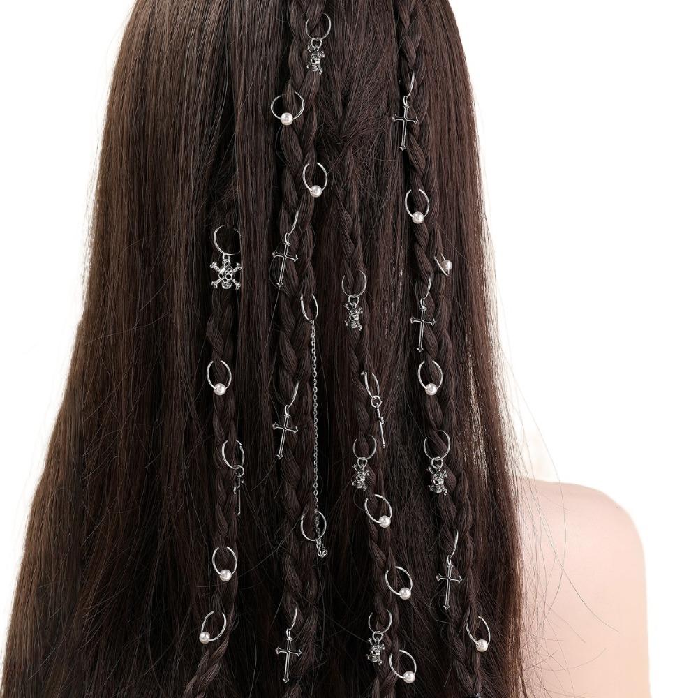 13pcs Metal Cuff Clips Dreadlocks Beads Hair Braiding Hair Braid Tubes  for Braids