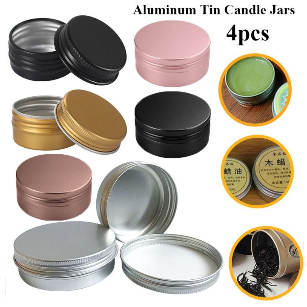 4pcs New for Cream Balm Metal Box Tea Cans Refillable Bottles Cosmetic Container Aluminum Tin Jar