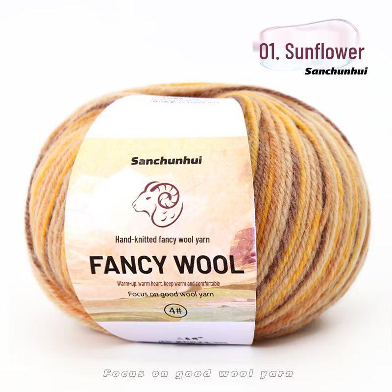 Handmade Rainbow Gradient Wool Yarn for DIY Knitting - Medium Thickness, Perfect for Children's Sweaters and Baby Projects