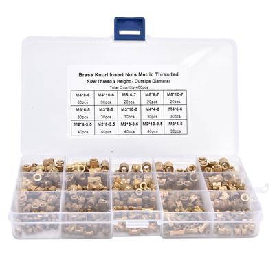 460 шт. гаек с накаткой M2 M3 M4 M5 с внутренней резьбой, латунная резьбовая вставка, набор для встраивания