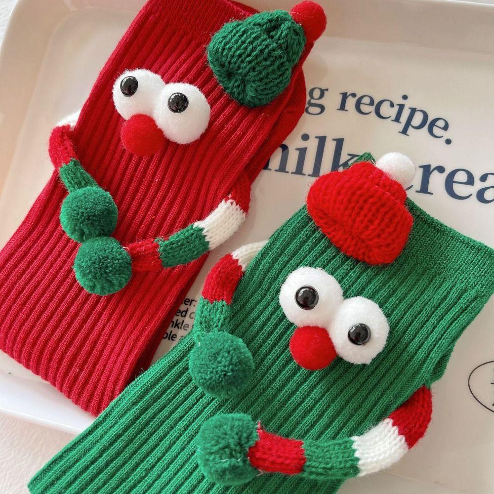 3D Дизайны Мультяшные Носки Большие Глаза Носки Средней Длины Оригинальные Рождественские Носки Детская Вечеринка