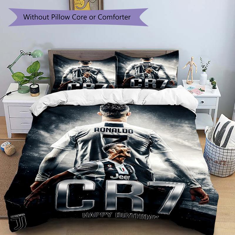 Ronaldo'S Cr7 Celebration Print 3Pcs Bedding Setduvet Cover With 2 Bedropillowcase Home Birthday Gift