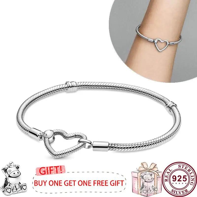 Лидер продаж, стерлинговое серебро S925, изысканный женский браслет с логотипом Eternal Love для оригинальных очаровательных ювелирных изделий